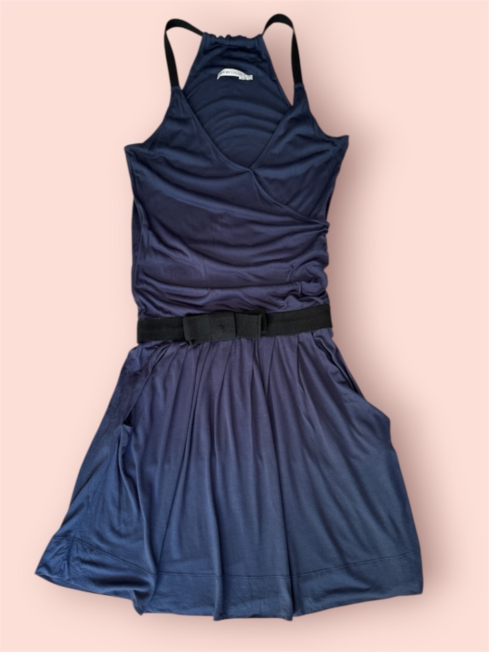 See By Chloé Navy Racerback Belted Mini Dress with Bow sz 2